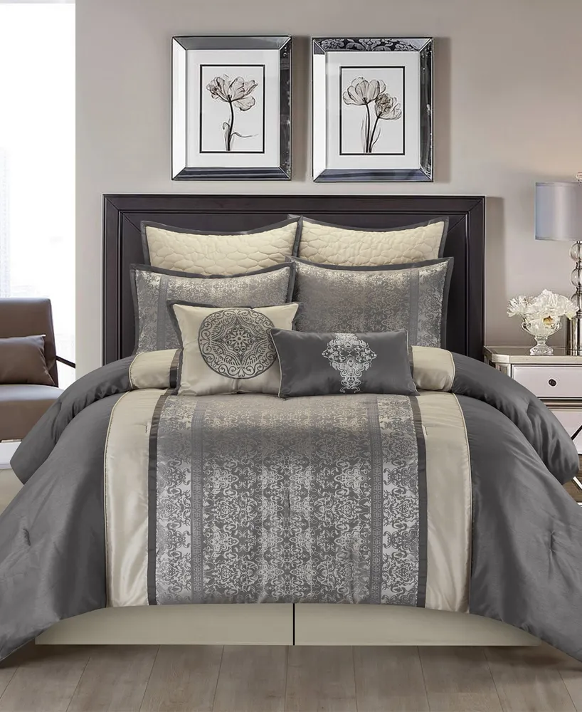 Stratford Park Arabesque 8-Piece Comforter Set, California King - Silver