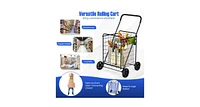 Portable Folding Shopping Cart Utility for Grocery Laundry