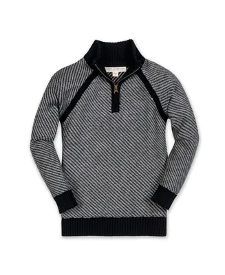 Hope & Henry Boys Organic Long Sleeve Half Zip Raglan Contrast Sweater