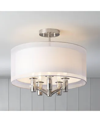 Possini Euro Design Caliari Modern Ceiling Light Semi Flush Mount Fixture Brushed Nickel 18" Wide 5