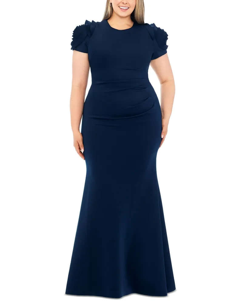 XSCAPE Plus Size Lace-Sleeve Dress - Macy's