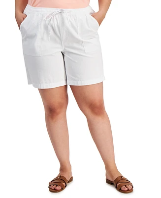 Style & Co Plus Size Cotton Drawstring Pull-On Shorts