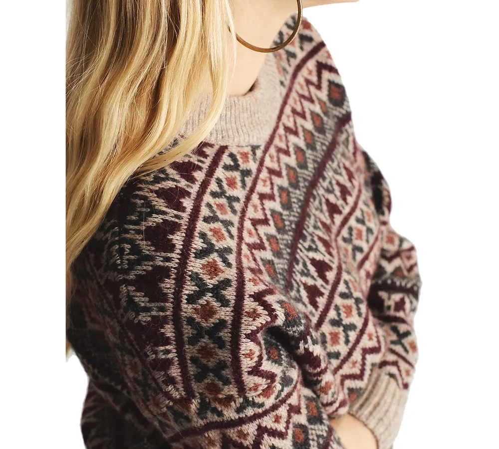 Frye Women's Fair-Isle Print Relaxed-Fit Pullover Sweater