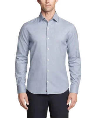 Tommy Hilfiger Men's Th Flex Regular Fit Washed Stretch Untucked Length Dress Shirt