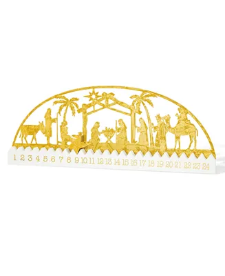 Glitzhome 23.5" L Wooden Metal Foil Nativity Countdown Calendar Decor