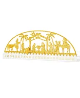 Glitzhome 23.5" L Wooden Metal Foil Nativity Countdown Calendar Decor