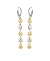 T Tahari Two-Tone Clear Glass Stone Large Drop Earrings - Two