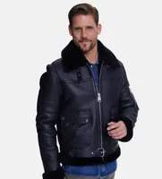 Furniq Uk Men's Shearling Belted Pilot Jacket