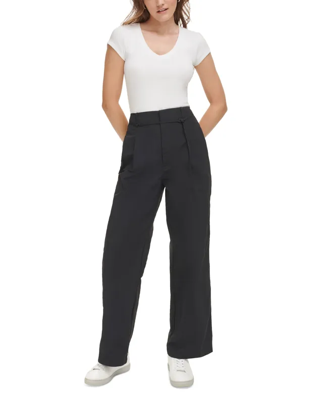 Calvin Klein Women's Elastic-Waist Wide-Leg Pants - Macy's