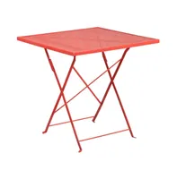 Emma+Oliver Commercial Grade 28" Square Colorful Metal Garden Patio Folding Table