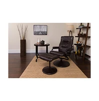 Contemporary Multi-Position Recliner & Ottoman W/ Wrapped Base