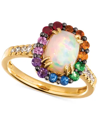 Le Vian Multi-Gemstone (1-3/4 ct. t.w.) & Nude Diamond Rainbow Halo Statement Ring in 14k Gold