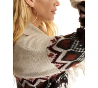 Frye Women's Fringe-Sleeve Snap-Front Shawl Cardigan Sweater
