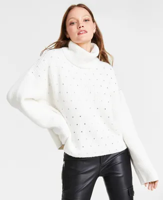 Steve Madden Women's Astro Embellished Turtleneck Sweater