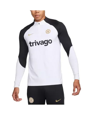 Men's Nike White Chelsea Strike Drill 2023/24 Performance Quarter-Zip Long Sleeve Top