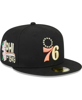 Men's New Era Black Philadelphia 76ers Floral Side 59FIFTY Fitted Hat