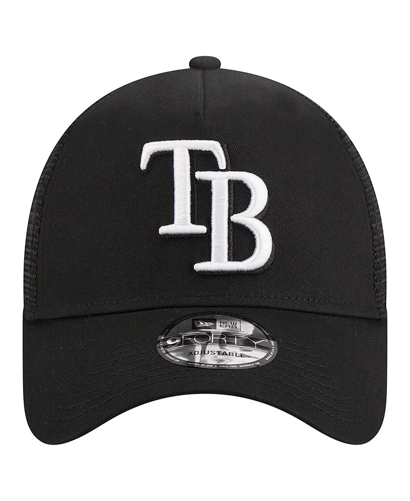 Men's New Era Black Tampa Bay Rays A-Frame 9FORTY Trucker Adjustable Hat