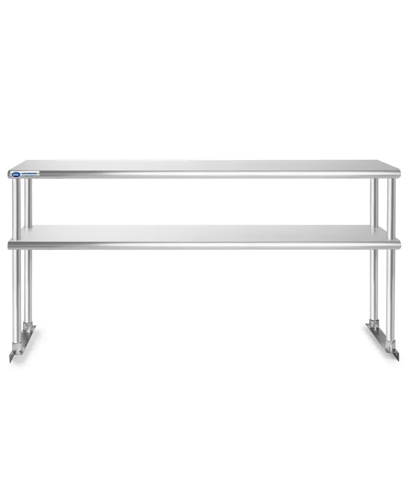 Gridmann Nsf Commercial Stainless Steel Double Overshelf 72" x 12" for Prep & Work Table