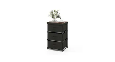 Slickblue 3-Tier Fabric Nightstand with Sturdy Metal Frame