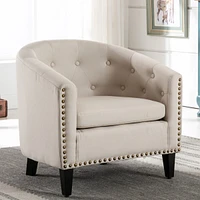 Simplie Fun linen Fabric Tufted Barrel Chair Tub Chair for Living Room Bedroom Club Chairs