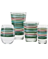 Fiesta Tropical Stripes 15-Ounce Tapered Double Old Fashioned (Dof) Glass, Set of 4