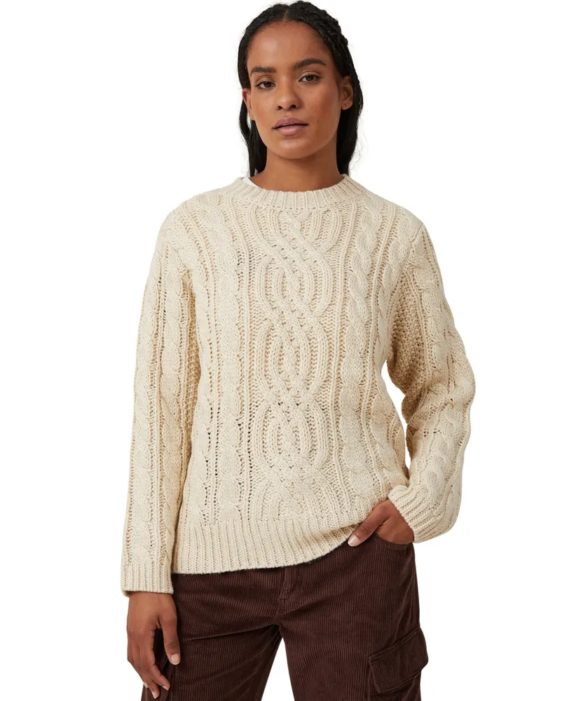 Cotton On Women's Heritage Cable Oversized Pullover Sweater