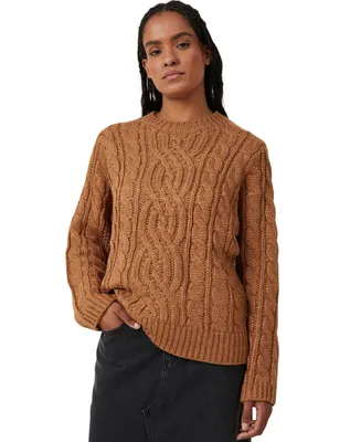 Cotton On Women's Heritage Cable Oversized Pullover Sweater