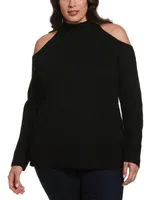 Ella Rafaella Plus Cold Shoulder Long Sleeve Tunic Sweater