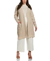 Ella Rafaella Plus Size Fringe Long Sleeve Duster Sweater