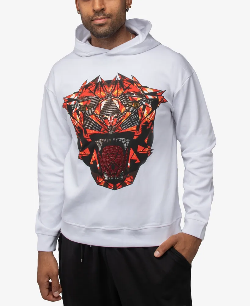 X-Ray Men's Pullover Rhinestone Roaring Panther Hoodie