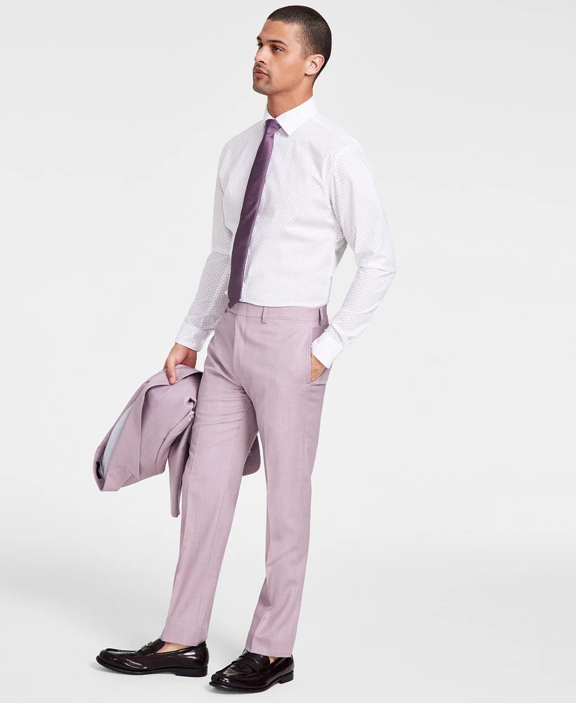Calvin Klein Men's Slim-Fit Wool-Blend Stretch Sharkskin Suit Separate Pants