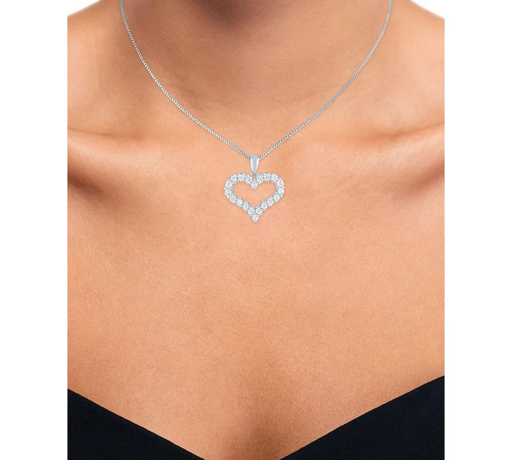 Lab Grown Diamond Heart Pendant Necklace (1/2 ct. t.w.) in Sterling Silver, 16" + 2" extender