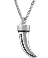 Esquire Men's Jewelry Black Spinel Horn 22" Pendant Necklace (3/8 ct. t.w.) in Sterling Silver, Created for Macy's