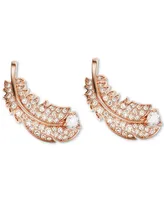 Swarovski Rose Gold-Tone Nice Crystal Feather Stud Earrings