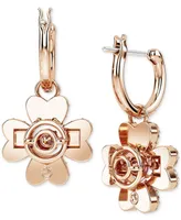 Swarovski Rose Gold-Tone Idyllia Crystal Clover Drop Earrings