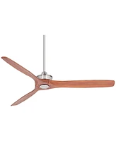 52" Windspun Dc Modern 3 Blade Indoor Ceiling Fan with Remote Control Brushed Nickel Walnut Solid Carved Wood for Living Kitchen House Bedroom Family