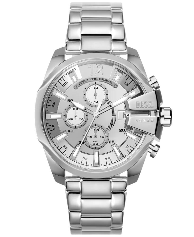 Diesel Men's Baby Chief Chronograph Silver-Tone Stainless Steel Watch 43mm