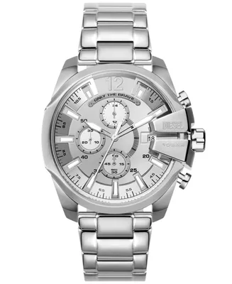 Diesel Men's Baby Chief Chronograph Silver-Tone Stainless Steel Watch 43mm