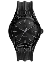 Diesel Men's Vert Three Hand Date Black Leather Watch 44mm