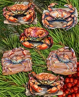 Designocracy Holiday Wooden Clip-On Ornaments Crabs of the Wild Set of 6 G. DeBrekht