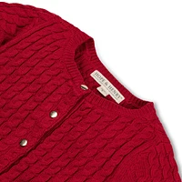 Hope & Henry Girls Long Sleeve Classic Cable Cardigan Sweater