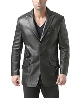 Bgsd Men Peaked Lapel Two-Button Leather Blazer