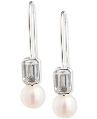 Lauren Ralph Lauren Freshwater Pearl (6mm) & Cubic Zirconia Drop Earrings in Sterling Silver