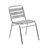 Emma+Oliver Aluminum Commercial Indoor-Outdoor Armless Restaurant Stack Chair With Triple Slat Back