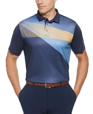 Pga Tour Men's Athletic Fit Shadow Asymmetric Print Short Sleeve Golf Polo Shirt