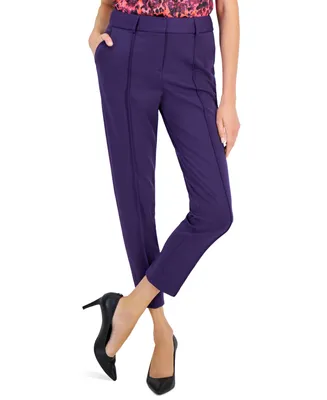 Tahari Asl Women's Piped-Seam Slim Ankle Pants