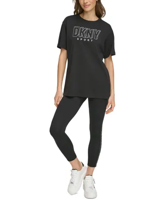 Dkny Sport Women's Cotton Glitter-Logo T-Shirt