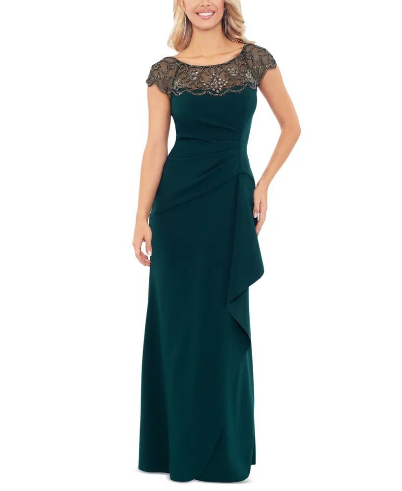 Xscape Embellished-Neckline Gown