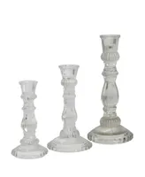 The Novogratz Clear Glass Candle Holder, Set of 3