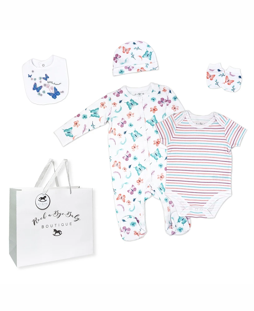 Rock-a-Bye Baby Boutique Girls Butterflies Layette, 6 Piece Set